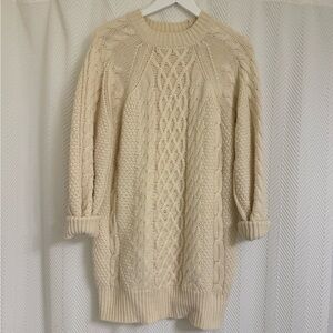 Cream Cable Knit Sweater Dress